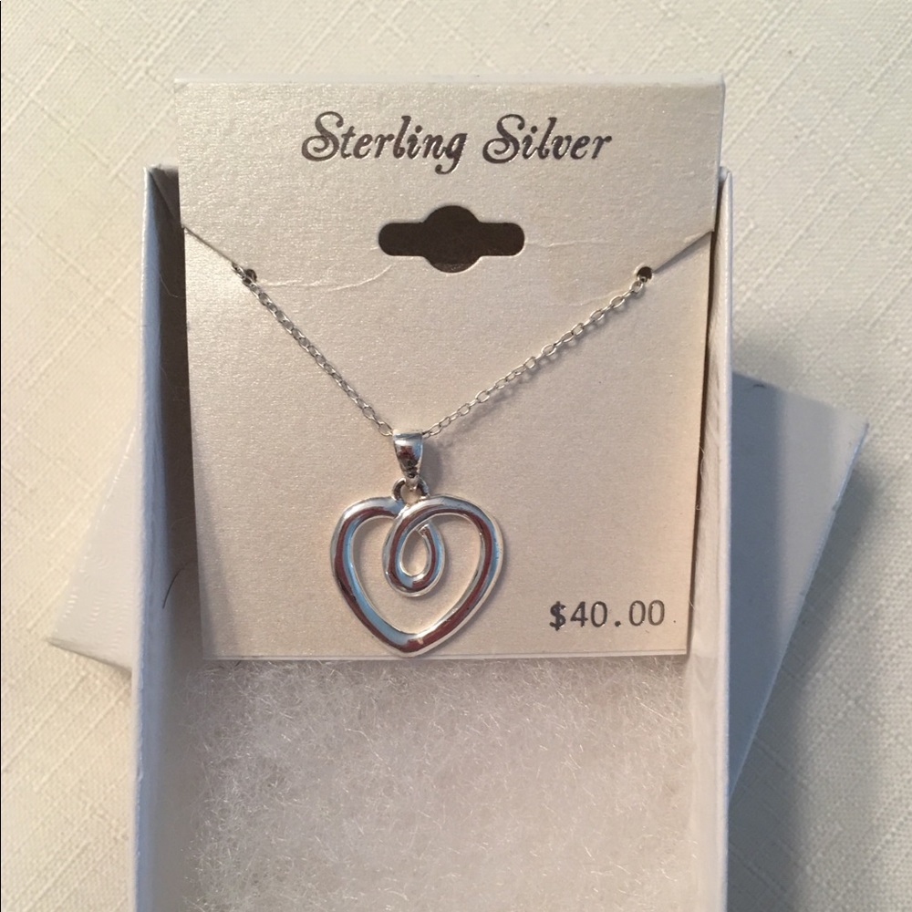 Sterling Silver Heart Pendant Necklace 18”